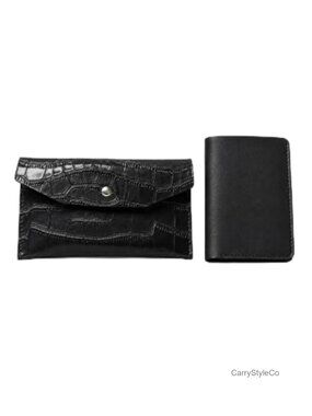 Faux Crocodile Grain Leather Envelope Wallet Set with RFID Card Holder